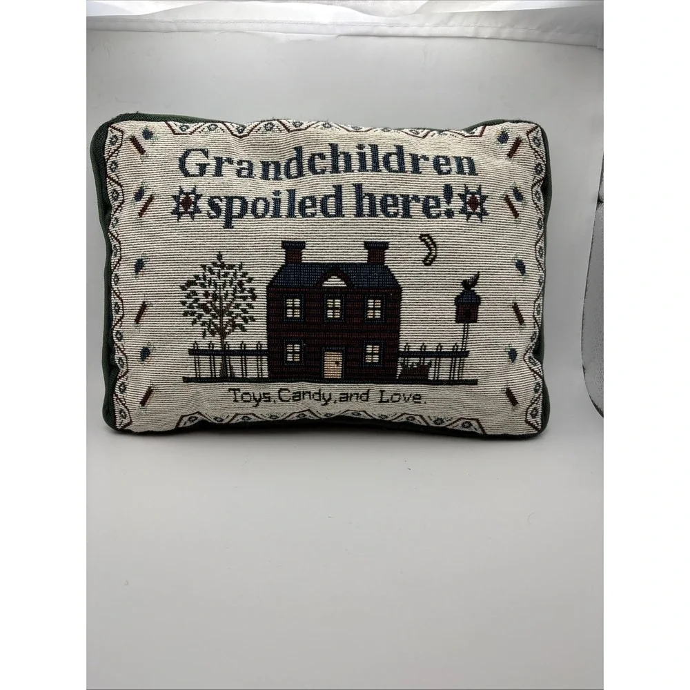 Needlepoint Pillow GRANDCHILDREN SPOILED HERE!‎ Toys Candy And Love 11